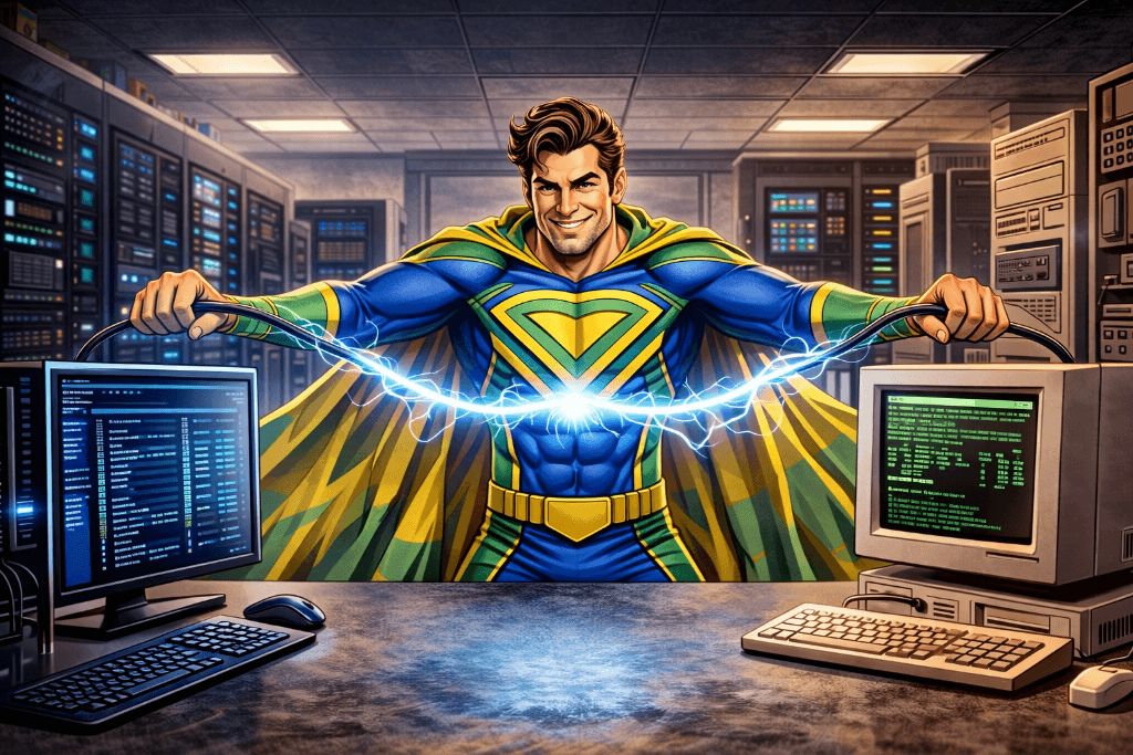 MATZ superhero powering up in a data centre