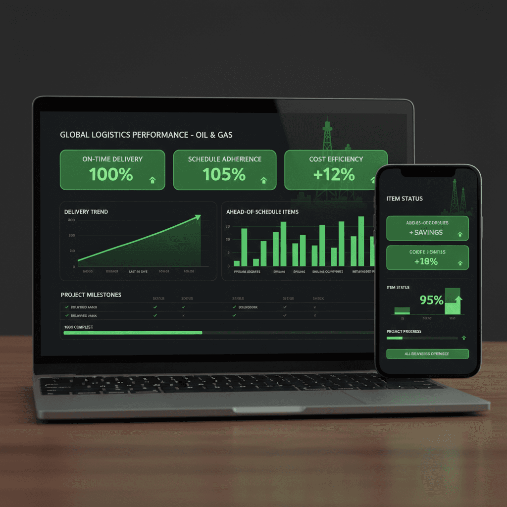 Delivery analytics dashboard with all-green positive floats